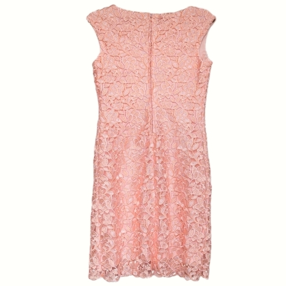 Lauren Ralph Lauren Sleeveless Lace Sheath Dress Peachy Pink Fully Lined - sz 8 - Picture 3 of 11
